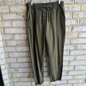 J. Crew Olive Green Pull On with Drawstring Crop Pants Women's Size 8T.